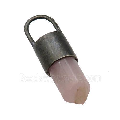 copper bullet pendant with Rose Quartz, antique bronze