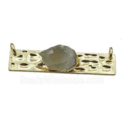 copper rectangle pendant pave Prehnite, gold plated
