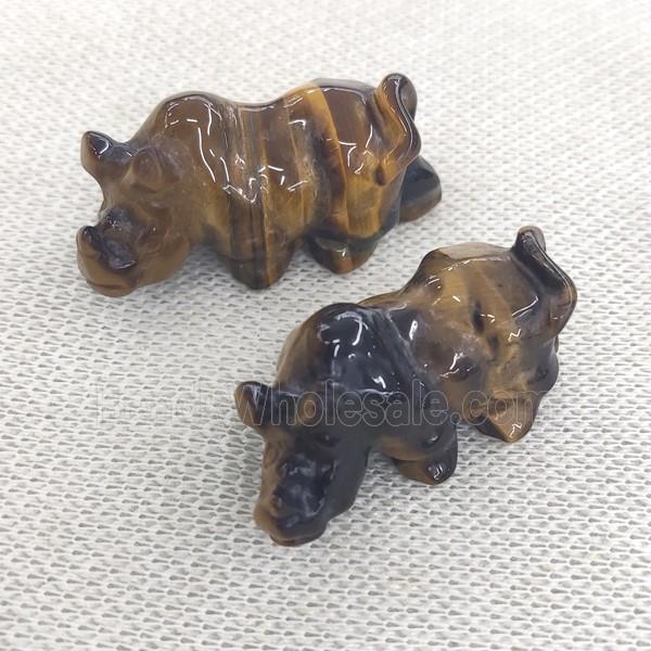 Tiger eye stone Rhinoceros charm, no hole