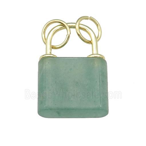 green Aventurine Lock pendant, gold plated