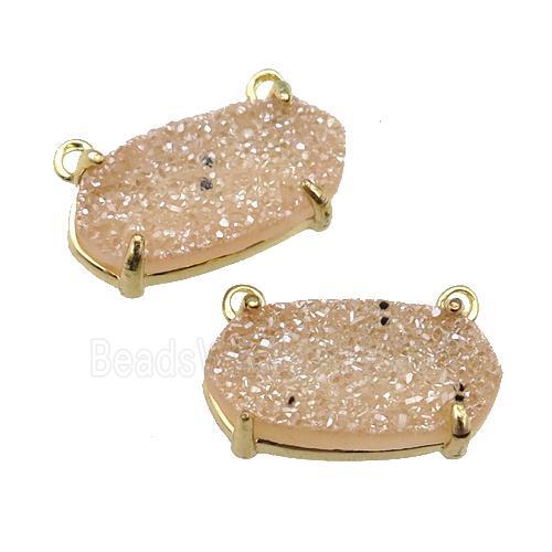 chanpagne Druzy Quartz pendant with 2loops, oval