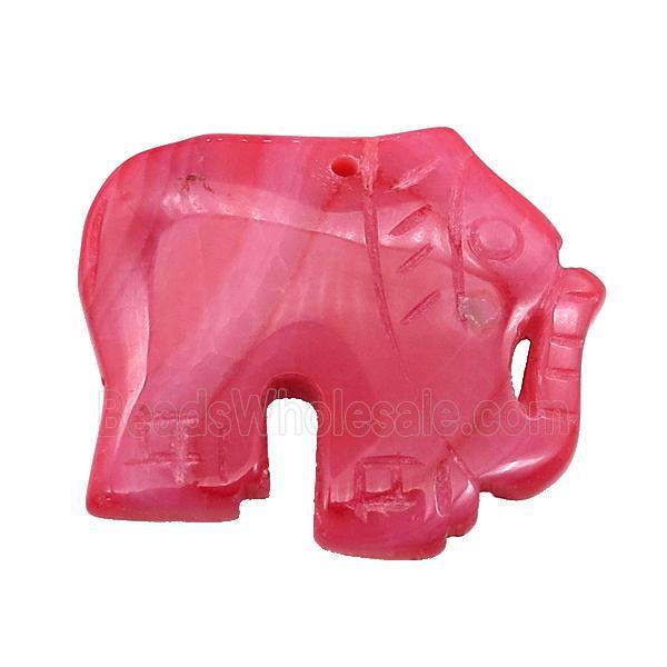 natural Agate elephant pendant, red dye