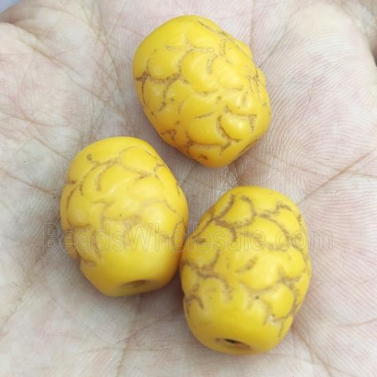 yellow Lampwork Beads, rondelle