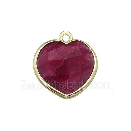 red Jade heart pendant, dye, gold plated