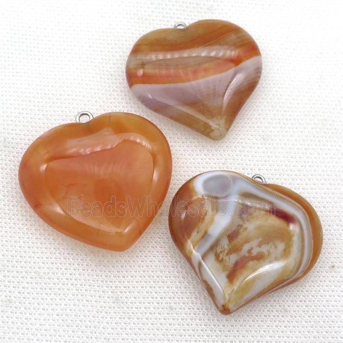 orange Agate heart pendant