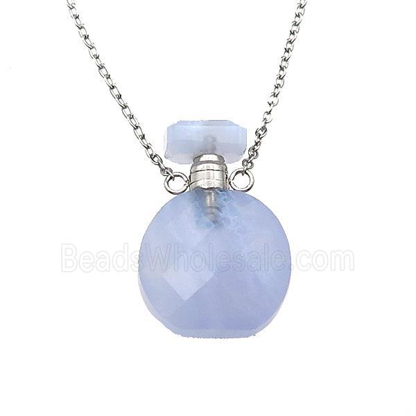 Blue Lace Agate perfume bottle Necklace