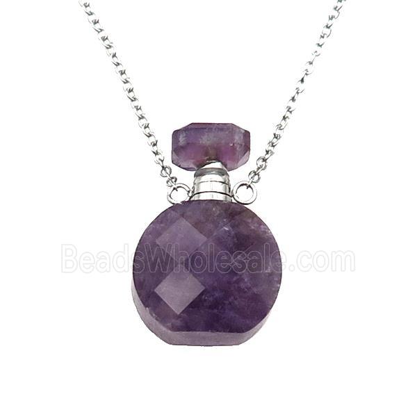 purple Amethyst perfume bottle Necklace