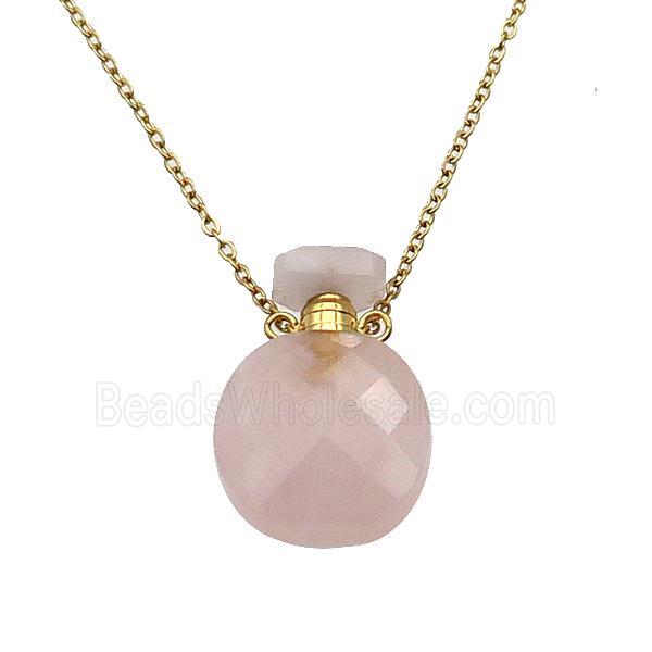 pink Rose Quartz perfume bottle Necklace
