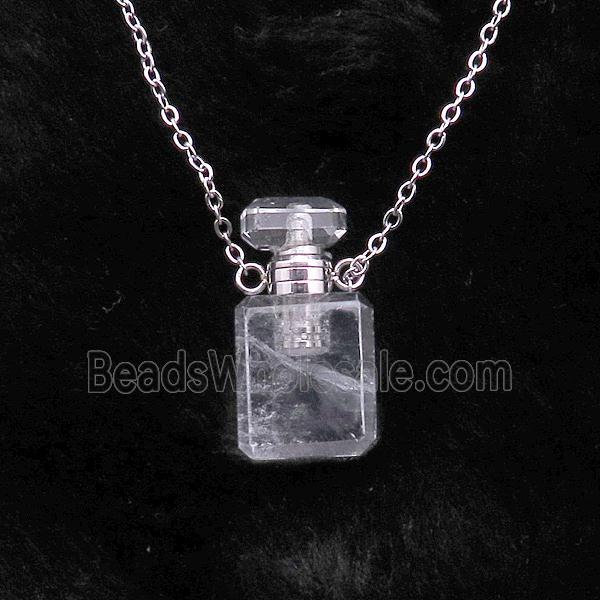Clear Quartz perfume bottle Necklace