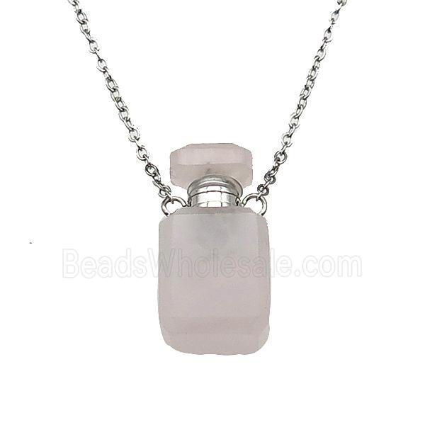 pink Rose Quartz perfume bottle Necklace