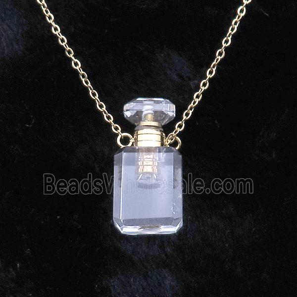 Clear Quartz perfume bottle Necklace