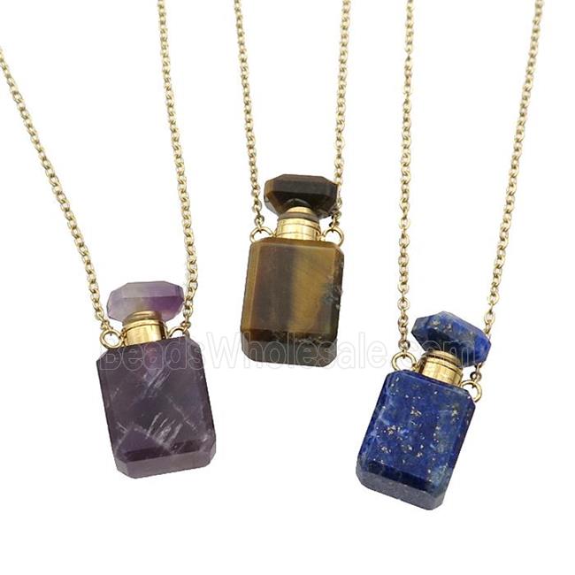 mixed Gemstone perfume bottle Necklace