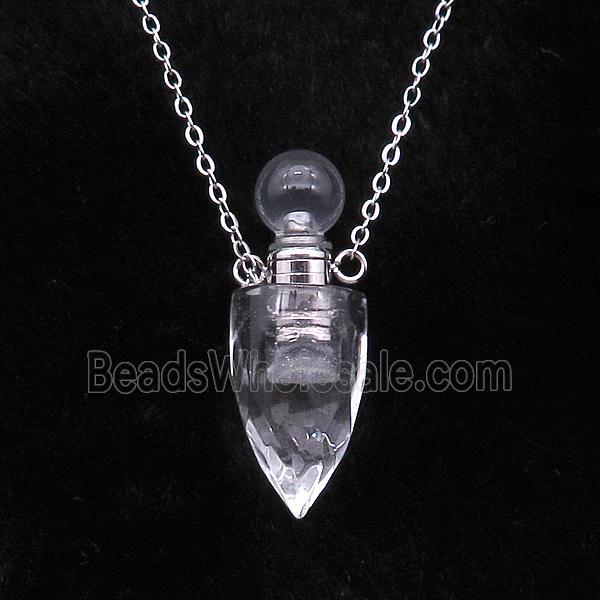 Clear Quartz perfume bottle Necklace