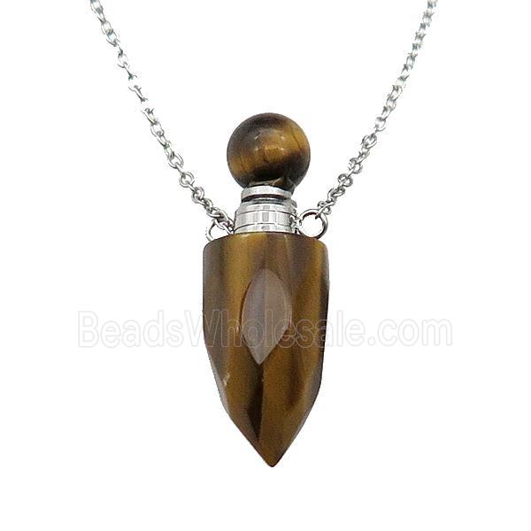 Tiger eye stone perfume bottle Necklace