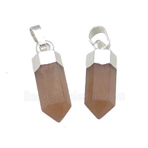 Red Aventurine Bullet Pendant Silver Plated