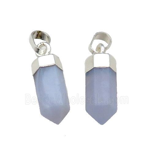 Blue Lace Agate Bullet Pendant Silver Plated