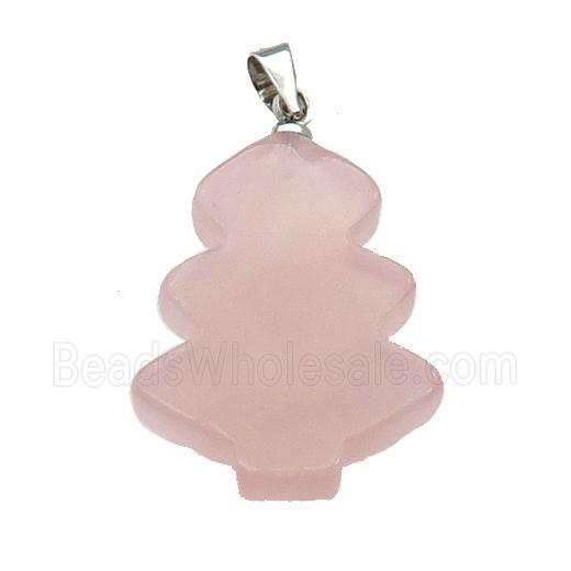 Rose Quartz Christmas Tree Pendant Pink