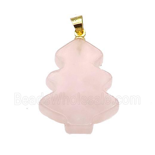 Rose Quartz Christmas Tree Pendant Pink