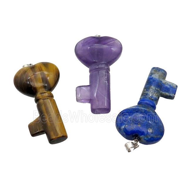 Mix Gemstone Key Pendant