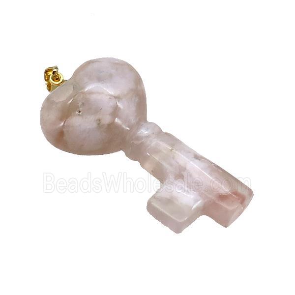 Cherry Sakura Agate Key Pendant