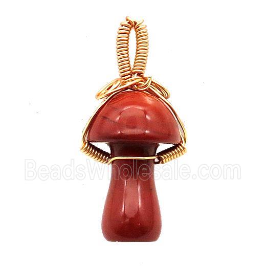 Red Jasper Mushroom Pendant Wire Wrapped