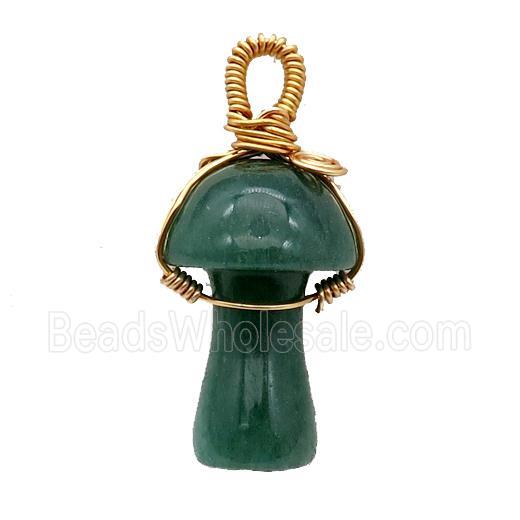 Green Aventurine Mushroom Pendant Wire Wrapped