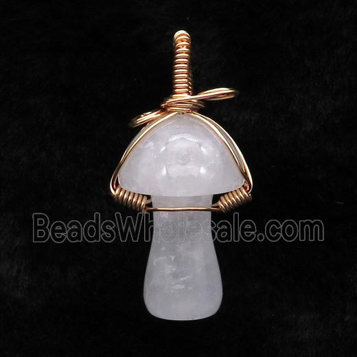 Clear Quartz Mushroom Pendant Wire Wrapped