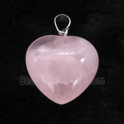 Pink Rose Quartz Heart Pendant
