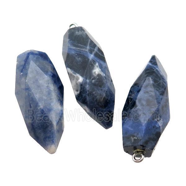 Blue Sodalite Bullet Pendant Faceted