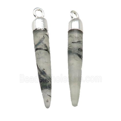 Green Prehnite Bullet Pendant Silver Plated