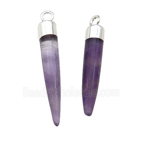 Purple Amethyst Bullet Pendant Silver Plated