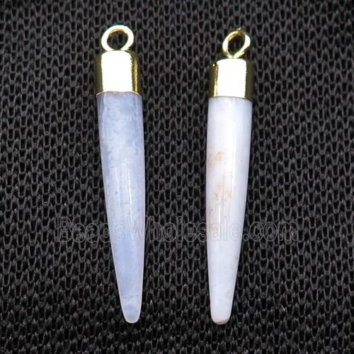 Blue Lace Agate Bullet Pendant Gold Plated