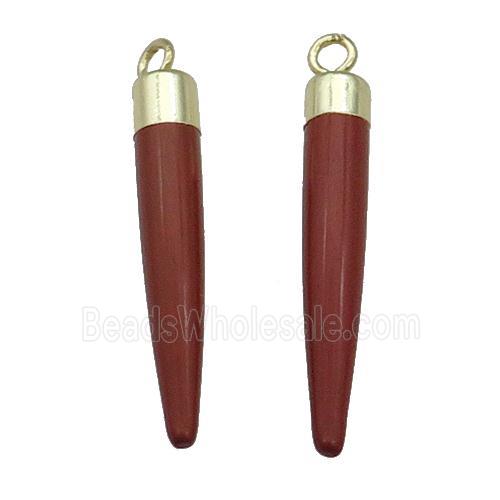 Red Jasper Bullet Pendant Gold Plated