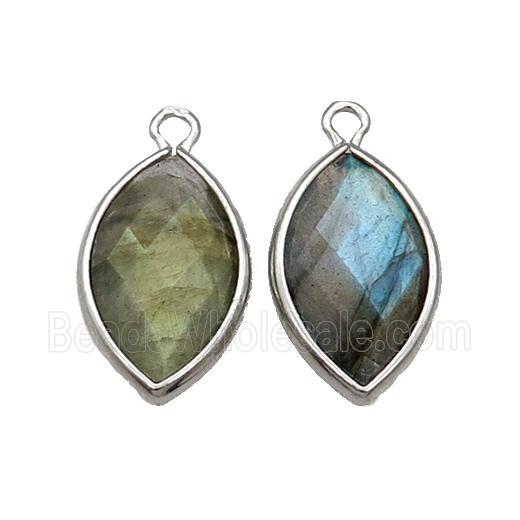 Labradorite Eye Pendant Faceted Platinum Plated