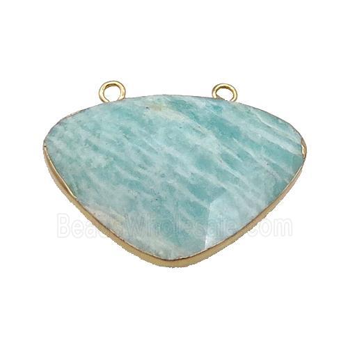 Green Amazonite Triangle Pendant With 2loops Gold Plated