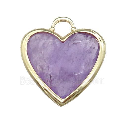 Purple Amethyst Heart Pendant Faceted Gold Plated