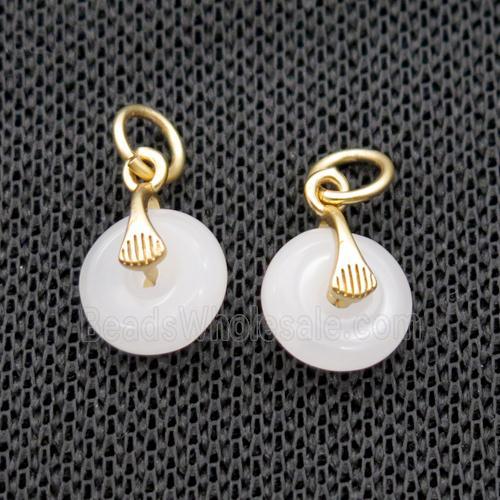 White Jade Pendant Gold Plated