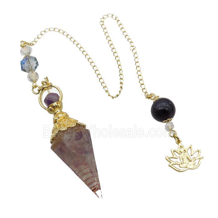 Fluorite Chips Resin Pendulum Pendant Chakra Gold Plated