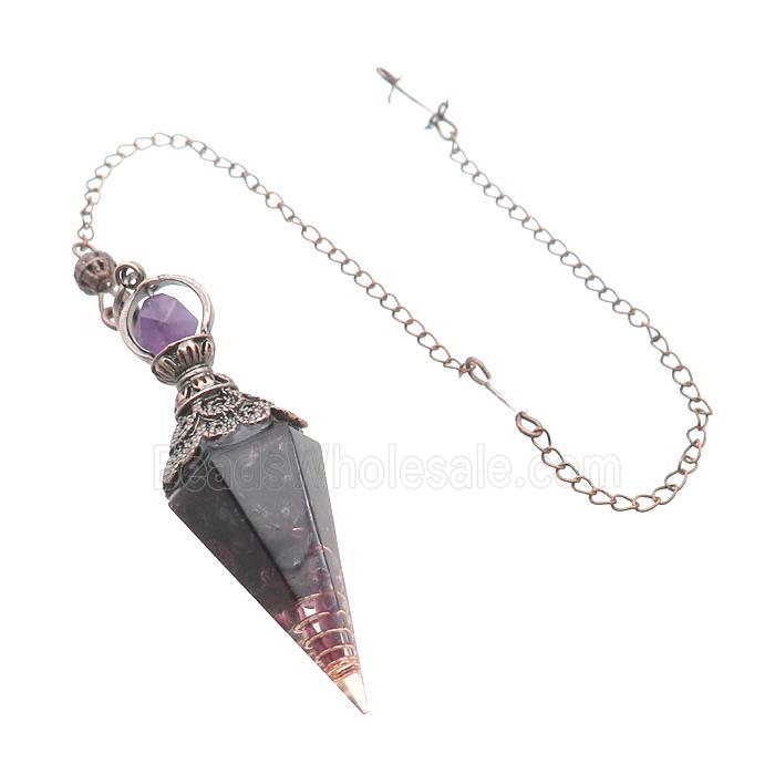 Garnet Chips Resin Pendulum Pendant Antique Red