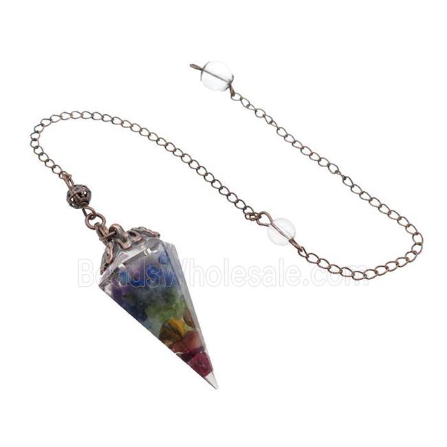 Mixed Gemstone Chips Resin Pendulum Pendant Chakra Antique Red