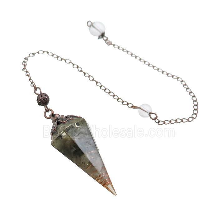Labradorite Chips Resin Pendulum Pendant Antique Red
