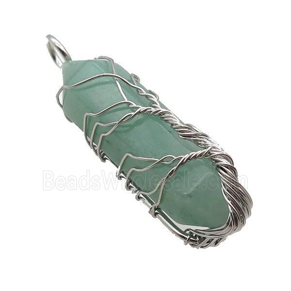 Green Aventurine Bullet Pendant Tree Wire Wrapped