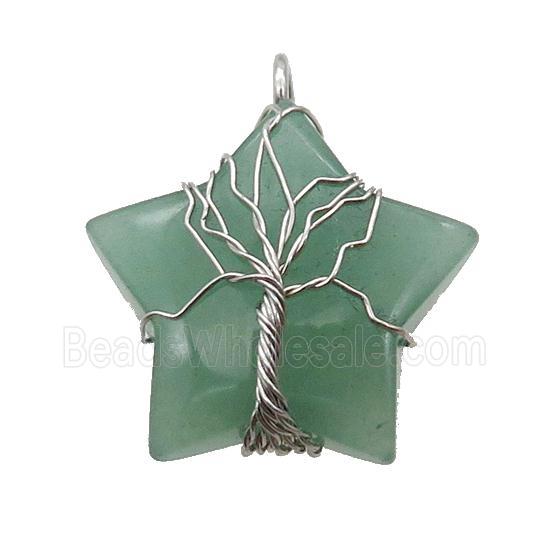 Green Aventurine Star Pendant Wire Wrapped