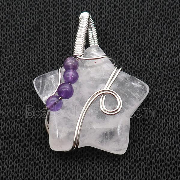 Clear Quartz Star Pendant Wire Wrapped