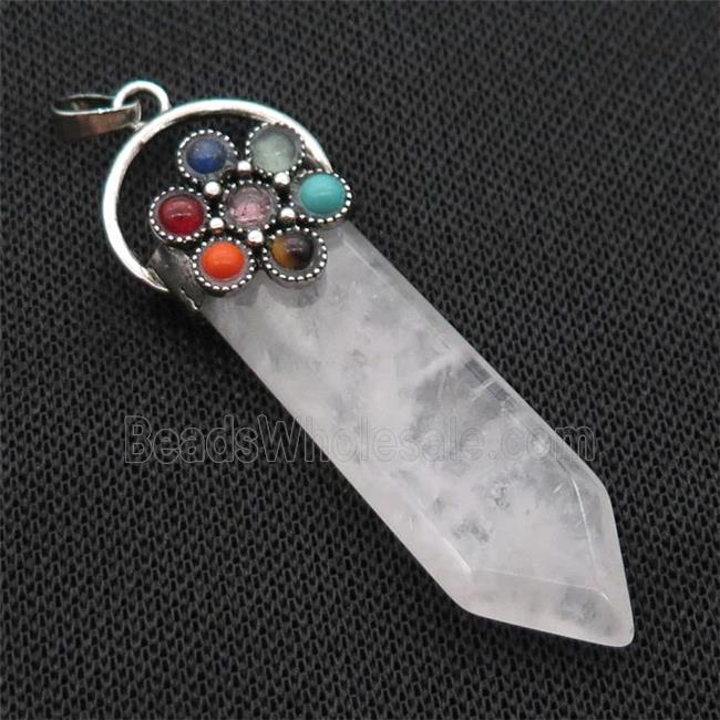 Clear Quartz Arrowhead Pendant Chakra Antique Silver