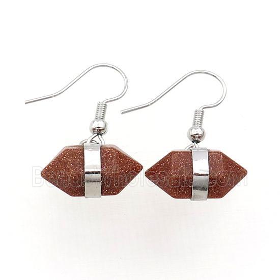 Gold Sandstone Copper Hook Earring Bullet Platinum Plated