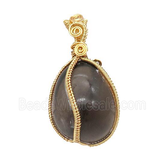 Tiger Eye Stone Nugget Pendant Freeform Wire Wrapped