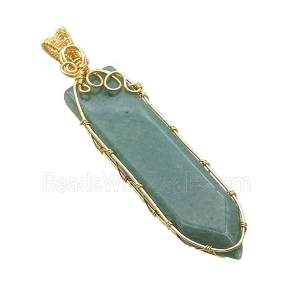 Green Aventurine Bullet Pendant Wire Wrapped