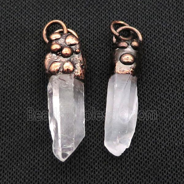 Crystal Quartz Stick Pendant Antique Red