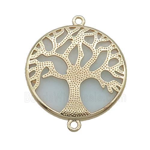 Amazonite Copper Connector Tree Of Life Circle Gold Plated